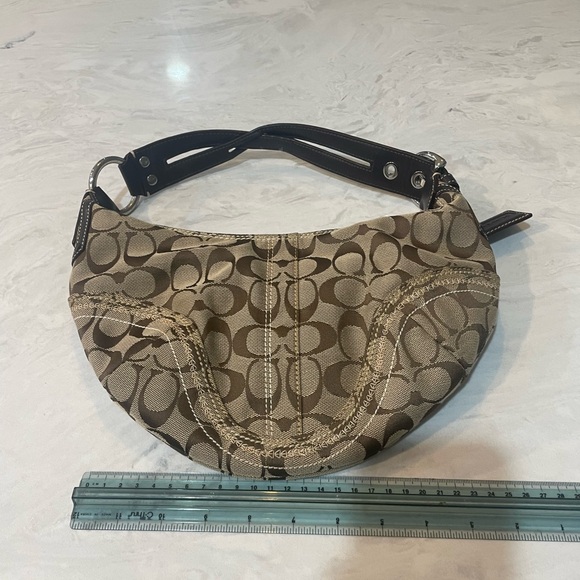 Coach Brown Monogram Canvas Hobo Bag with wristlet - Picture 11 of 13